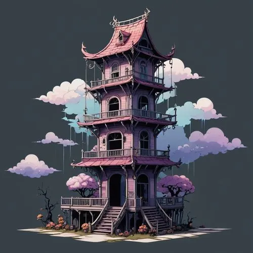 treehouse,tree house,pigeon house,fairy chimney,bird tower,animal tower,Illustration,Abstract Fantasy,Abstract Fantasy 11