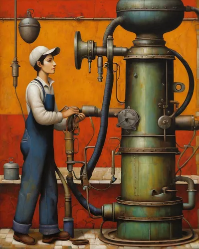 winemaker,plumbing,water pump,industry 4,pumping station,distillation,boilermaker,gas welder,heavy water factory,repairman,machinery,standpipe,industry,steam engine,drilling machine,steelworker,the boiler room,mechanic,lathe,plumber,Art,Artistic Painting,Artistic Painting 29