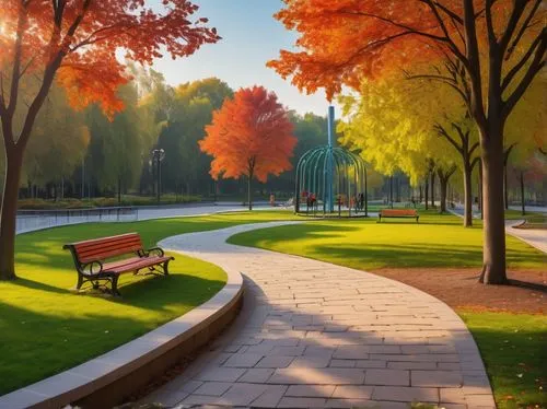 autumn background,landscape background,tree-lined avenue,autumn in the park,tree lined avenue,autumn park,tree lined path,autumn landscape,autumn scenery,fall landscape,park bench,tree lined lane,walk in a park,one autumn afternoon,autumn morning,tree lined,nature background,autumn idyll,autumn day,background view nature,Conceptual Art,Oil color,Oil Color 12