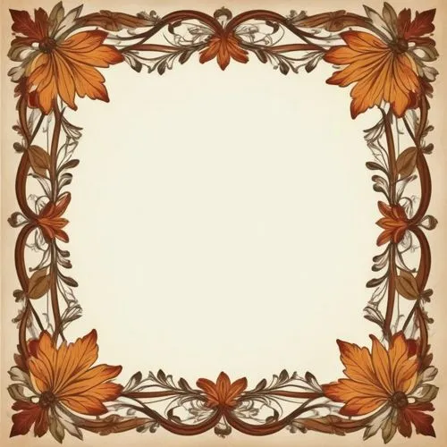 an artistic square frame with orange flowers,round autumn frame,fall picture frame,floral silhouette frame,halloween frame,flower border frame,floral frame