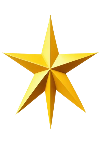 Golden star, solo, eight-pointed, shiny surface, metallic material, bright yellow, radiant glow, 3D rendering, transparent background, cinematic lighting, high contrast, detailed texture, symmetrical 