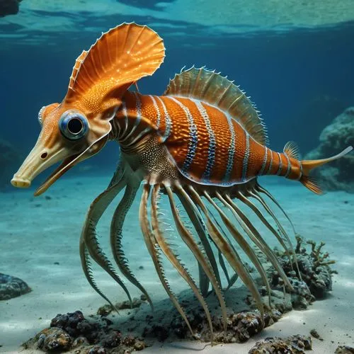 zebraspinne,alligator sea robin,sea animal,nautilus,marine animal,anomalocaris,fish skeleton,nautiloid,deep sea nautilus,cephalopod,sea raven,hawkfish,cambrian,sarpalius,pterois,sea devil,sarcopterygian,metazoan,chondrichthyes,amorphoscelis,Photography,General,Realistic