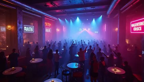 nightclub,neon cocktails,tavastia,nightclubs,clubbing,clubcorp,neon coffee,piano bar,dance club,concert venue,colored lights,concert crowd,neon drinks,concert,cabaret,music store,scene lighting,concert hall,factory hall,concert stage,Photography,General,Realistic