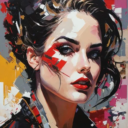 geisha girl,geisha,fashion illustration,world digital painting,art painting,cool pop art,italian painter,fashion vector,painted lady,red paint,digital painting,rouge,painting technique,painter,harley quinn,red lips,pop art style,harley,femme fatale,digital art,Conceptual Art,Oil color,Oil Color 07