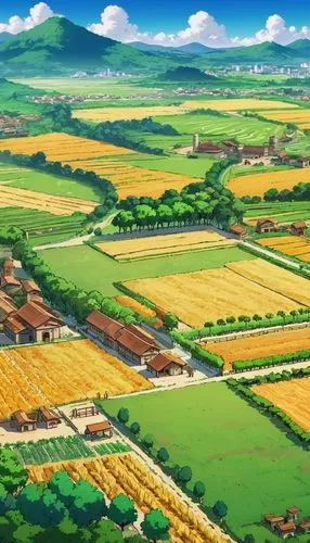 yamada's rice fields,rice fields,potato field,ricefield,fruit fields,vegetable field,rice field,yazaki,the rice field,blooming field,ricefields,farmland,green fields,field of cereals,agricultural,farm landscape,japan landscape,kotoko,field of rapeseeds,fields,Illustration,Japanese style,Japanese Style 03