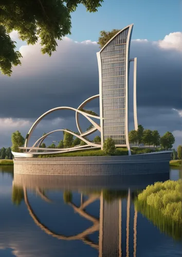 futuristic architecture,largest hotel in dubai,autostadt wolfsburg,calatrava,futuristic art museum,eco hotel,santiago calatrava,futuristic landscape,sharjah,abu-dhabi,3d rendering,sky space concept,khobar,abu dhabi,renaissance tower,eco-construction,golf hotel,tianjin,dhabi,zhengzhou,Photography,General,Realistic