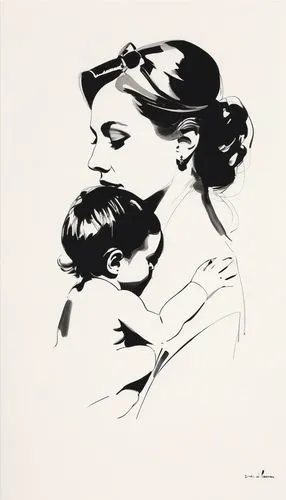 stencil,mother and father,two people,kitaj,hirschfeld,cassatt,Art,Artistic Painting,Artistic Painting 24