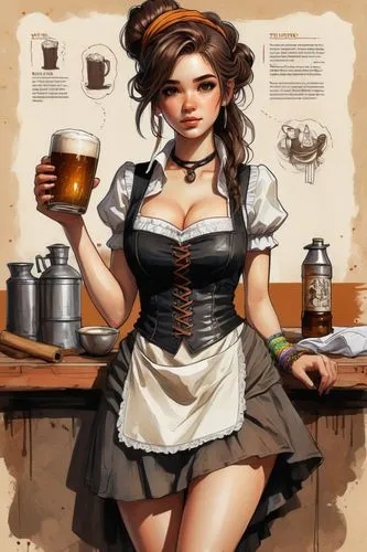 barmaid,waitress,bartender,barista,oktoberfest background,irish coffee,oktoberfest,maid,draft beer,oktoberfest celebrations,bavarian,milkmaid,girl in the kitchen,glasses of beer,beer stein,pub,steampunk,beer,beer sets,beer pitcher,Illustration,Paper based,Paper Based 07