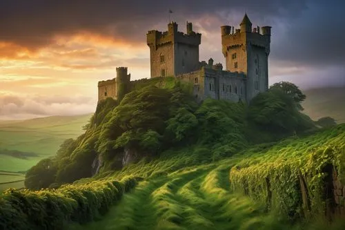 castles,ireland,medieval castle,beleriand,northern ireland,castletroy,fairytale castle,gold castle,knight's castle,ruined castle,dunsinane,castle of the corvin,fantasy landscape,fantasy picture,castledawson,forteresse,donore,schottland,castel,camelot,Conceptual Art,Fantasy,Fantasy 18