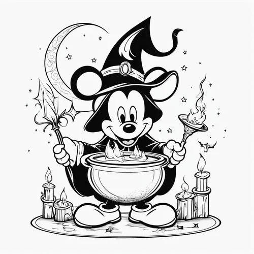 candy cauldron,cauldron,caldron,mouseketeer,cauldrons,mickey mause,Illustration,Black and White,Black and White 04