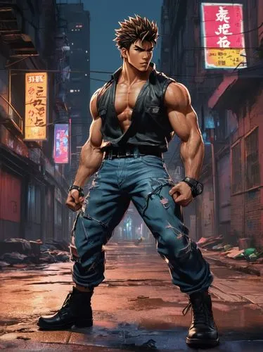 male character,nikko,muscular build,kai ken,ken,muscle man,edge muscle,nikuman,katakuri,jin deui,fighting stance,sanshou,guk,steel man,dai pai dong,yukio,xing yi quan,kai-lan,game character,blue-collar worker,Unique,Design,Character Design