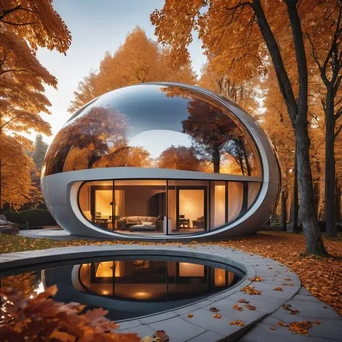 Bubble house. Spherical windows,futuristic architecture,mirror house,cubic house,futuristic landscape,futuristic art museum,torus,electrohome,modern architecture,helix,semi circle arch,futuristic,3d r