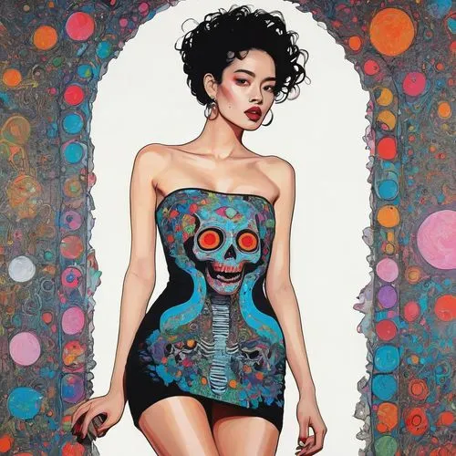 catrina calavera,mesmero,calaverita sugar,viveros,sugar skull,calavera,Illustration,Paper based,Paper Based 19