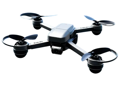 Drone, aerial photography, silver metal body, four propellers, flashing lights, camera lens, GPS module, foldable design, matte finish, morning sunlight, low-angle shot, shallow depth of field, cinema