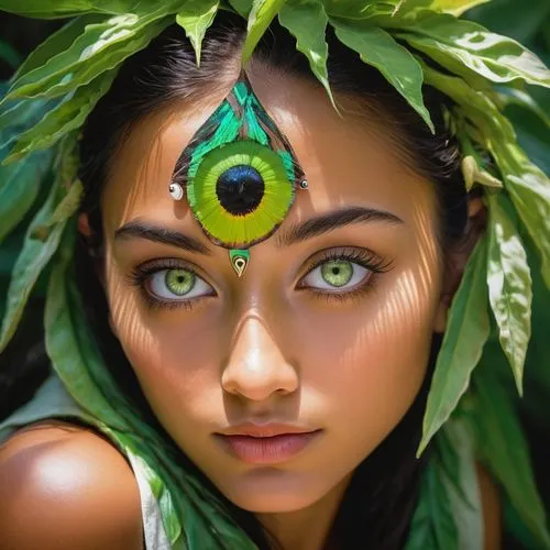 polynesian girl,peacock eye,tahitian,anahata,amazonian,polynesian,Conceptual Art,Fantasy,Fantasy 04