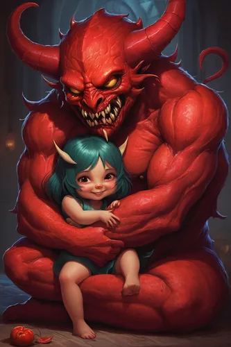 imp,devil,child monster,angel and devil,demon,father with child,devilwood,satan,haunebu,cheshire,devil wall,devils,evil,ventriloquist,embrace,mentor,monsters,nightmare,the devil,valentine gnome,Conceptual Art,Fantasy,Fantasy 16