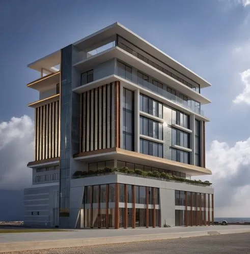 an image of a tall building with an ocean in the background,3d rendering,modern building,lekki,modern architecture,penthouses,condominia,Photography,General,Realistic