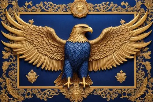 imperial eagle,blue and gold macaw,eagle,coat of arms of bird,mongolian eagle,garuda,heraldic,national emblem,dark blue and gold,freemason,eagle illustration,of prey eagle,eagle head,dove of peace,freemasonry,heraldic animal,bird of prey,eagle eastern,heraldry,navy,Conceptual Art,Daily,Daily 31