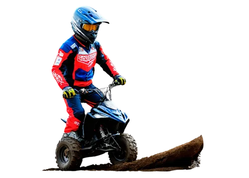 ATV rider, young adult, sporty, helmet, goggles, racing suit, boots, standing, action pose, dynamic composition, vibrant colors, high contrast, dramatic lighting, shallow depth of field.,motorcross,mo