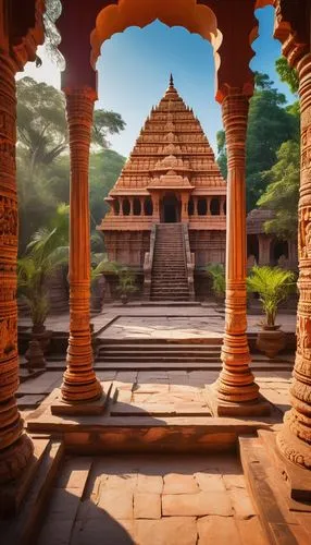 gwalior,akshardham,hampi,chhatri,indian temple,khajuraho,vijayanagara,bhubaneshwar,rajasthan,jodhpur,mamallapuram,lotus temple,mandir,orchha,tanjore,chaturbhuj,karnataka,vimana,bidar,sanatana,Illustration,Realistic Fantasy,Realistic Fantasy 05