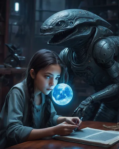 sci fiction illustration,girl at the computer,messenger,fantasy picture,science fiction,night administrator,world digital painting,cg artwork,science-fiction,fantasy art,girl studying,game illustration,extraterrestrial life,computer art,computer addiction,drexel,digital compositing,sci fi,mentor,computer,Illustration,Abstract Fantasy,Abstract Fantasy 07