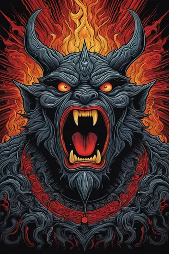 barong,krampus,devil,fire devil,minotaur,fire logo,daemon,black dragon,tribal bull,vector illustration,gargoyle,dragon fire,werewolf,gryphon,werewolves,snarling,demon,devilwood,trioceros,fire red eyes,Illustration,Black and White,Black and White 14