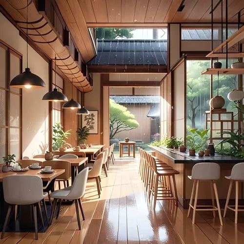 teahouse,breakfast room,teahouses,hanok,garden design sydney,japanese-style room,ryokan,japanese restaurant,dining room,landscape design sydney,3d rendering,teashop,wooden beams,verandah,modern kitchen interior,coffee shop,loft,zakka,render,interior modern design,Anime,Anime,Traditional