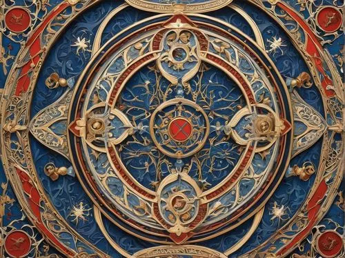 motifs of blue stars,circular ornament,ceiling,baldacchino,reredos,panel,Illustration,Realistic Fantasy,Realistic Fantasy 42