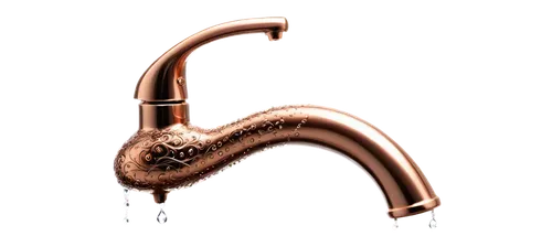 Shiny pipe, metallic material, copper texture, intricate structure, curved shape, faucet handle, water droplets, morning dew, soft natural light, 3/4 composition, shallow depth of field, warm color to