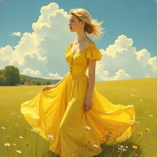 heatherley,yellow grass,yellow cosmos,helianthus sunbelievable,yellow,yellow mustard,Illustration,Retro,Retro 08