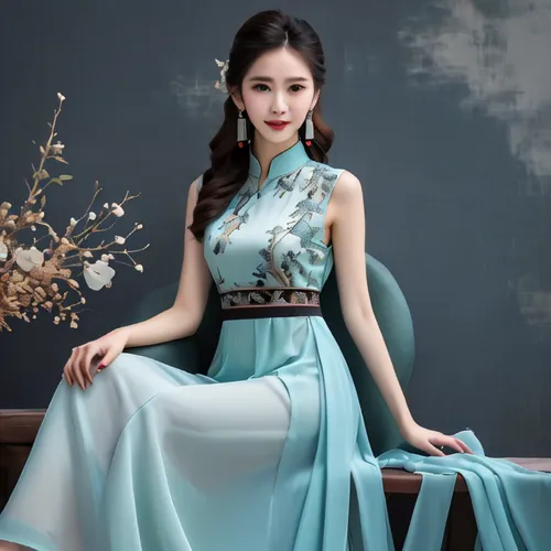 cheongsam,hanfu,yifei,guqin,ao dai,xufeng,hanbok,teal blue asia,qipao,jinling,jianyin,oriental princess,jingqian,sanxia,liangying,xueying,xiaofei,zhengying,jasmine blue,girl in a long dress