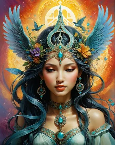 promethea,fantasy art,diwata,priestess,baoshun,shamanic,Conceptual Art,Fantasy,Fantasy 16