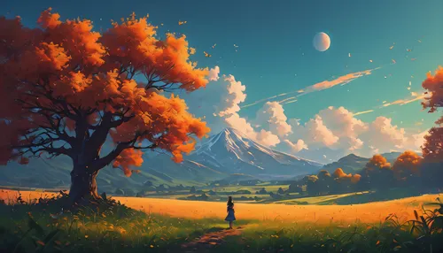 autumn background,autumn landscape,fall landscape,autumn mountains,fantasy landscape,landscape background,autumn scenery,autumn sky,autumn idyll,autumn forest,autumn theme,autumn trees,mushroom landscape,autumn tree,one autumn afternoon,autumn day,sky of autumn,autumn morning,meadow landscape,autumn songs,Photography,General,Fantasy