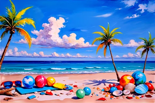 beach landscape,maracas,coconut trees,painting eggs,dream beach,painting easter egg,the painted eggs,easter palm,tropical beach,easterlies,beach scenery,beach background,painted eggs,coconuts on the beach,coastal landscape,blue eggs,tropicale,motif,coconut shells,ostern,Conceptual Art,Oil color,Oil Color 20