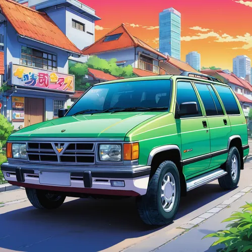 toyota liteace,isuzu,chevrolet astro,gmc envoy,toyota hiace,chevrolet avalanche,ford aerostar,isuzu trooper,toyota masterace,mitsubishi delica,nissan caravan,isuzu forward,gmc yukon,isuzu piazza,dodge caravan,toyota bb,chevrolet uplander,chevrolet tahoe,daihatsu boon,chevrolet silverado,Illustration,Japanese style,Japanese Style 03