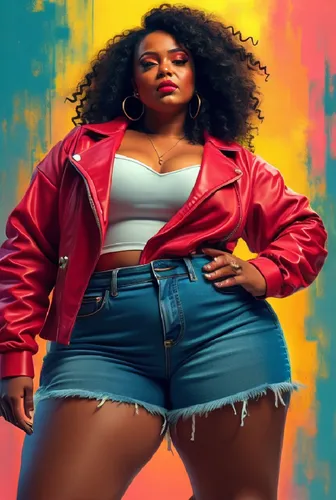 make her dance ,an artistic painting of a woman in jean shorts,shekhinah,bdl,mapei,marcedes,astacio,monifa