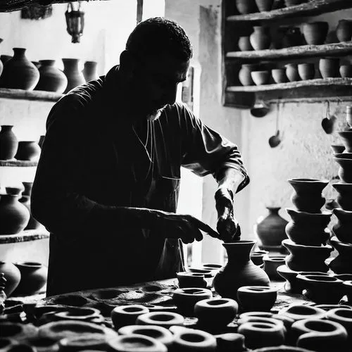 tagines,pottery,ceramicist,ceramist,ceramists,handicrafts,craftspeople,basket maker,lacquerware,artisan,basket weaver,morocco lanterns,basketmaker,basketmakers,ceramics,stallholder,clay jugs,tagine,earthenware,tinsmith,Illustration,Black and White,Black and White 33