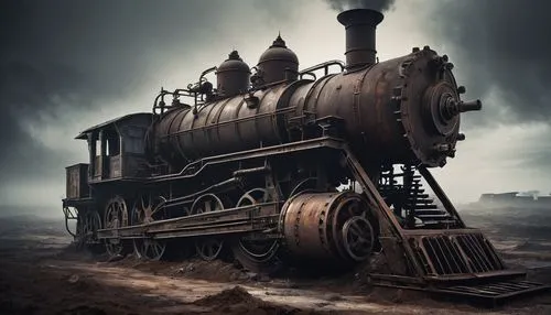 ghost locomotive,steam engine,abandoned rusted locomotive,steam machine,steam locomotive,steam power,steam locomotives,steam train,old train,wooden train,steam roller,ghost train,locomotive,the train,train engine,train of thought,train wagon,steampunk,merchant train,train cemetery,Conceptual Art,Fantasy,Fantasy 25