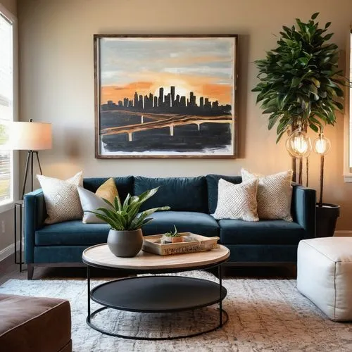 apartment lounge,modern decor,contemporary decor,san diego skyline,livingroom,living room,chicago skyline,interior decor,modern minimalist lounge,mid century modern,cityscape,modern living room,hoboken condos for sale,sitting room,contemporary,wall decor,new york skyline,wall art,copper frame,family room,Illustration,Realistic Fantasy,Realistic Fantasy 41