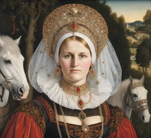 joan of arc,salzgeber,a white horse,scythia,portrait of christi,noblewoman,white horse,shepherdess,perugini,bronzino,boudicca,gothic portrait,the prophet mary,memling,tudor,lipizzaners,netherlandish,portrait of a girl,archduchess,noblewomen