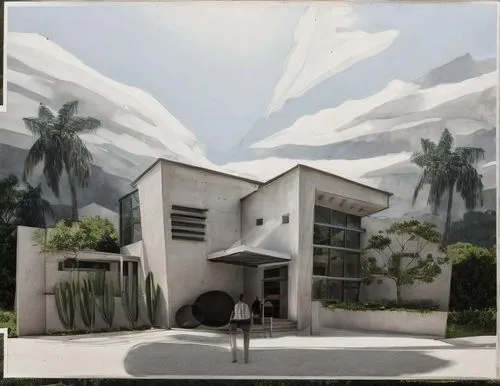 white buildings,suburban,temples,real-estate,oasis,palmtrees,hacienda,palm springs,roof landscape,lonely house,bungalow,contemporary,house painting,suburbs,world digital painting,facade painting,motel,digital painting,resort,temple fade,Architecture,General,Modern,None