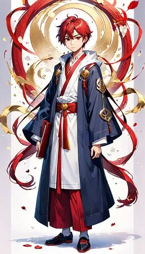 senso-ji,mukimono,wuchang,flame spirit,yi sun sin,zui quan,sensei,takuan,red chief,guilinggao,fire poker flower,sensoji,hwachae,male character,anime japanese clothing,horumonyaki,phoenix rooster,martial arts uniform,hanbok,kitsune,Anime,Anime,Realistic