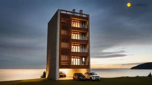 residential tower,cubic house,daymark,lifeguard tower,electric lighthouse,light house,point lighthouse torch,cube stilt houses,julkula,observation tower,the pillar of light,lookout tower,bulding,high-rise building,rubjerg knude lighthouse,prefabricated buildings,rotary elevator,electric tower,modern architecture,revolving light,Photography,General,Realistic