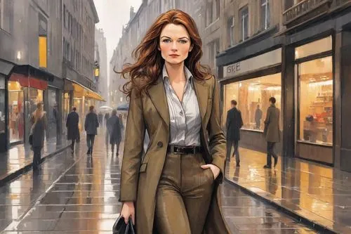 woman in menswear,woman walking,businesswoman,bussiness woman,woman shopping,fashion illustration,business woman,overcoat,world digital painting,white-collar worker,women fashion,women clothes,fashion vector,pedestrian,sci fiction illustration,a pedestrian,the girl at the station,vesper,woman thinking,long coat,Digital Art,Comic