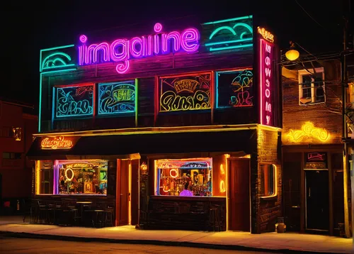 unique bar,imagine,neon sign,imagination,illuminated advertising,longexposure,music venue,nightclub,music store,store fronts,neon light drinks,wax figures museum,arcade games,theatre marquee,inn,tribute in lights,the magdalene,oldsmobile intrigue,store front,car boutique,Conceptual Art,Daily,Daily 34