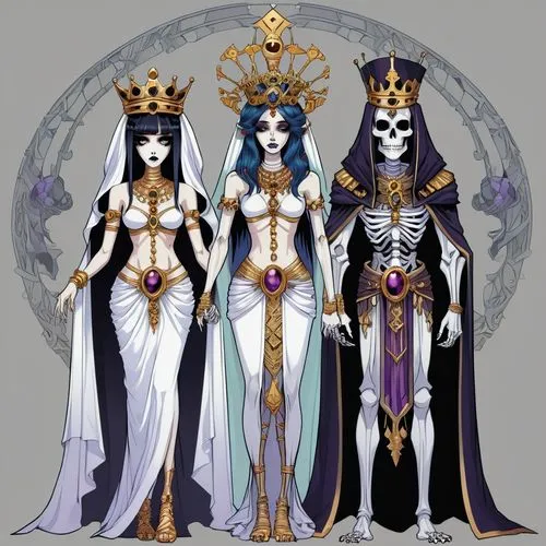 priestesses,sorceresses,the three magi,holy 3 kings,empresses,holy three kings,Illustration,Abstract Fantasy,Abstract Fantasy 11