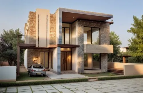 a modern house is being displayed in this po,modern house,modern architecture,mahdavi,beautiful home,residential house,luxury home,damac,modern style,lodha,contemporary,exterior decoration,private hou