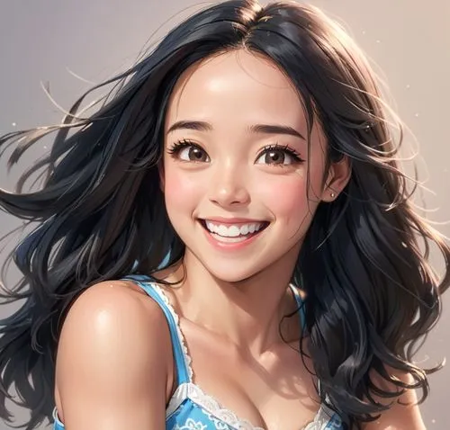 a  with dark hair and a blue  is smiling,qian,qianwen,xianwen,mizuhara,jianwen,zhiwen,Anime,Anime,General