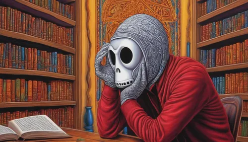 calavera,skull bones,scull,library book,sci fiction illustration,see no evil,reading owl,memento mori,open book,bookworm,speak no evil,books,librarian,skull sculpture,book illustration,book store,skull allover,papyrus,mystery book cover,bookstore,Illustration,Abstract Fantasy,Abstract Fantasy 21