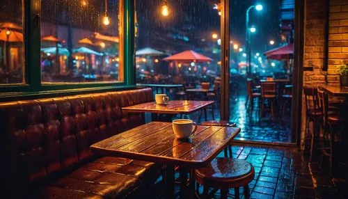 rain bar,paris cafe,neon coffee,unique bar,irish pub,rainy day,street cafe,rainy,coffee shop,the coffee shop,new york restaurant,parisian coffee,cocktail umbrella,umbrellas,piano bar,evening atmosphere,retro diner,watercolor cafe,bar stools,nightlife,Conceptual Art,Fantasy,Fantasy 16